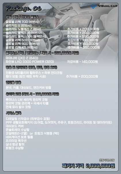 팰리세이드 신차패키지 Package 06 메뉴판 — 패키지 가격 2,000,000원